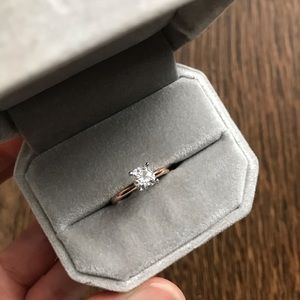 Rose gold cushion cut moissanite engagement ring